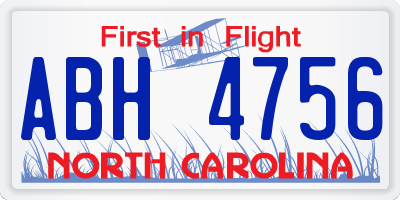 NC license plate ABH4756