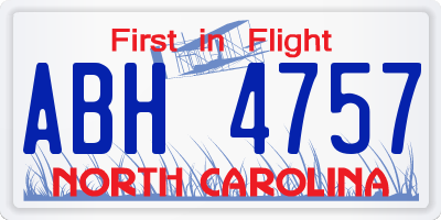NC license plate ABH4757