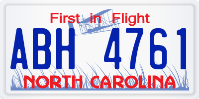 NC license plate ABH4761