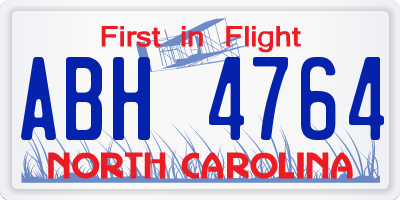 NC license plate ABH4764