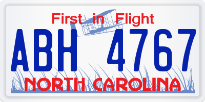 NC license plate ABH4767