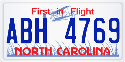 NC license plate ABH4769