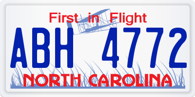 NC license plate ABH4772