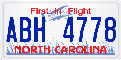 NC license plate ABH4778