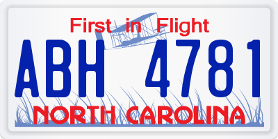 NC license plate ABH4781