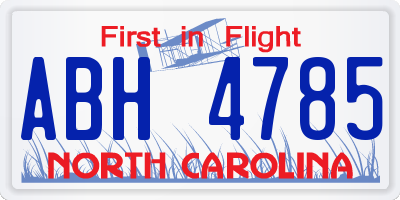 NC license plate ABH4785