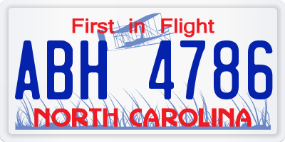 NC license plate ABH4786