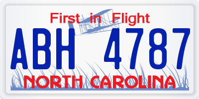 NC license plate ABH4787