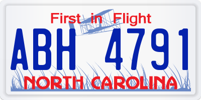 NC license plate ABH4791