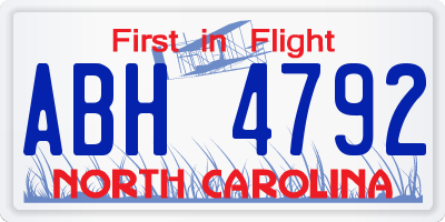 NC license plate ABH4792
