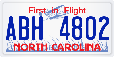 NC license plate ABH4802