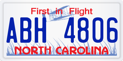 NC license plate ABH4806