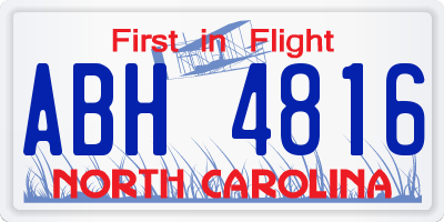 NC license plate ABH4816