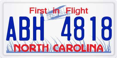 NC license plate ABH4818