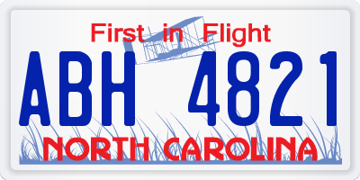 NC license plate ABH4821