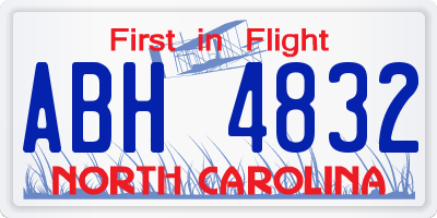 NC license plate ABH4832