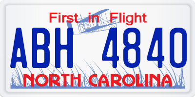 NC license plate ABH4840