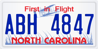 NC license plate ABH4847