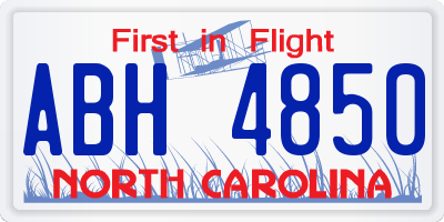 NC license plate ABH4850