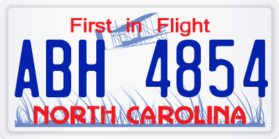 NC license plate ABH4854