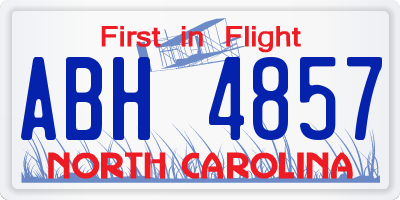 NC license plate ABH4857