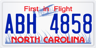 NC license plate ABH4858