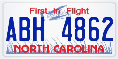 NC license plate ABH4862