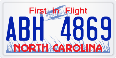 NC license plate ABH4869