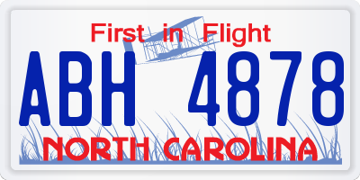 NC license plate ABH4878