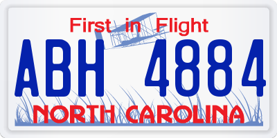 NC license plate ABH4884