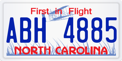 NC license plate ABH4885