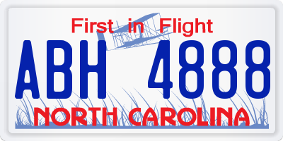 NC license plate ABH4888