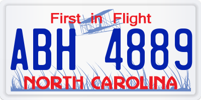 NC license plate ABH4889