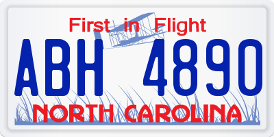 NC license plate ABH4890