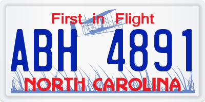 NC license plate ABH4891