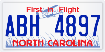 NC license plate ABH4897