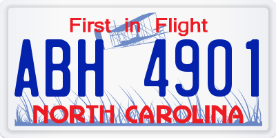 NC license plate ABH4901