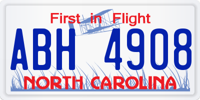 NC license plate ABH4908