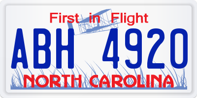 NC license plate ABH4920