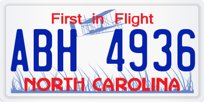 NC license plate ABH4936