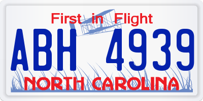NC license plate ABH4939