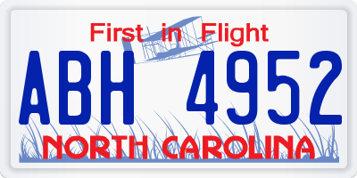 NC license plate ABH4952