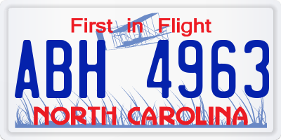 NC license plate ABH4963