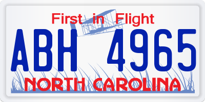 NC license plate ABH4965