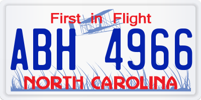 NC license plate ABH4966
