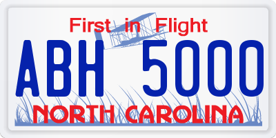 NC license plate ABH5000