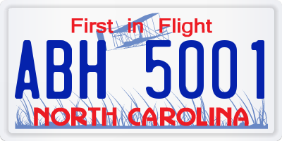 NC license plate ABH5001