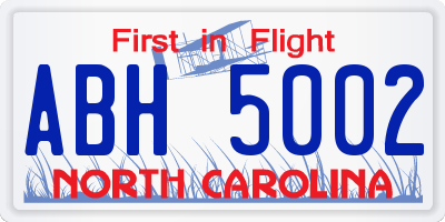 NC license plate ABH5002