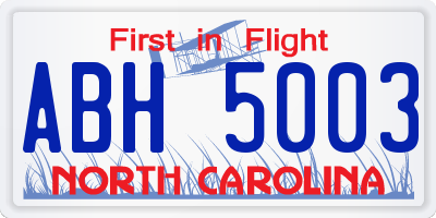 NC license plate ABH5003