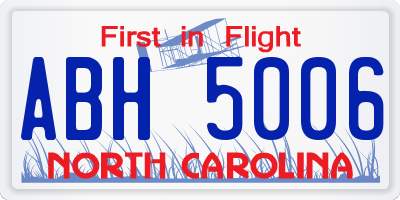 NC license plate ABH5006